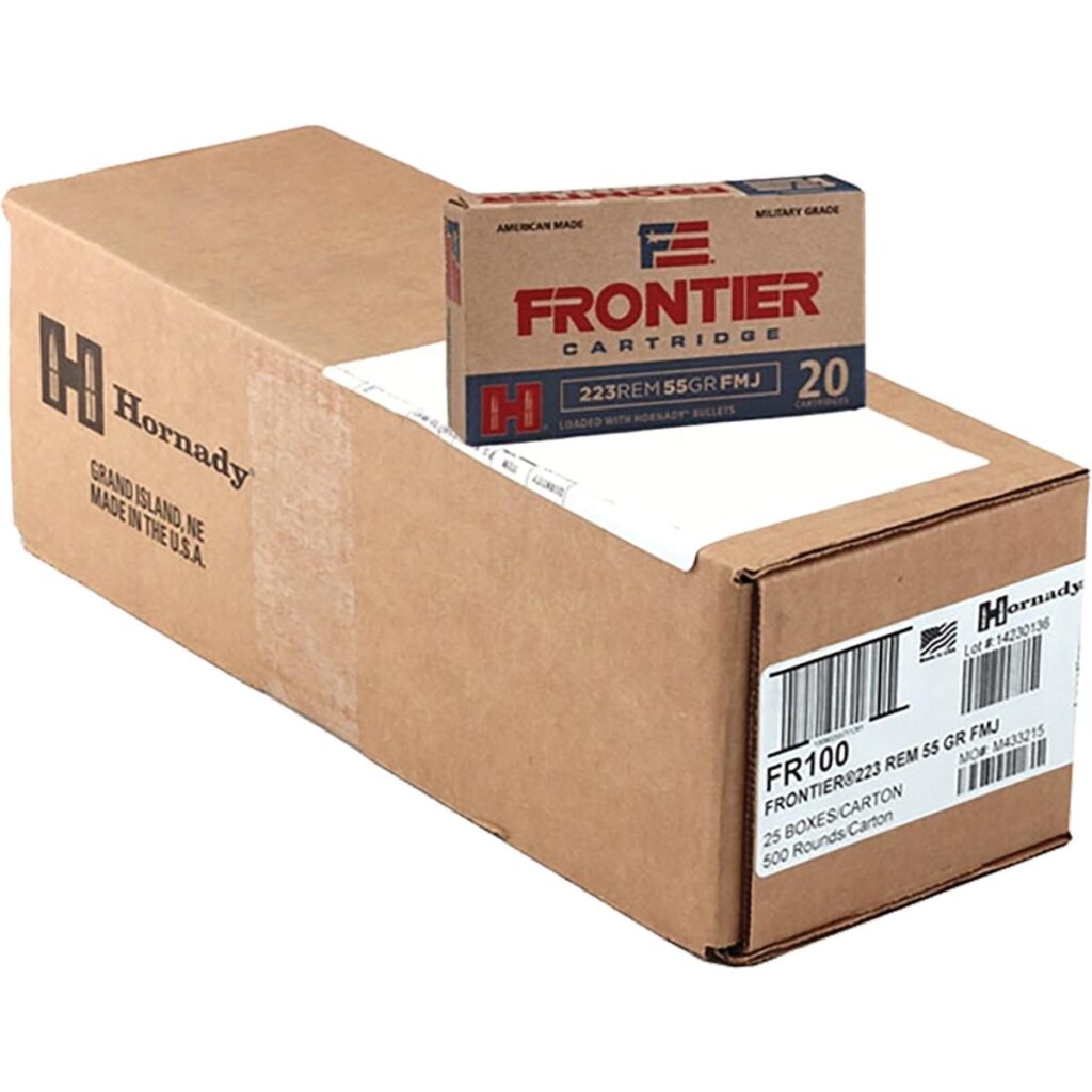 Hornady Frontier .223 Rem 55 gr FMJ 3240 fps 500/ct Case (25-20/ct Boxes)