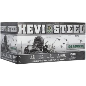 HEVI-Shot HEVI-Steel Shotshells 12ga 3" 1-1/4oz 1500 fps #3 100/ct - FAST SHIPPING-NO CREDIT CARD FEES