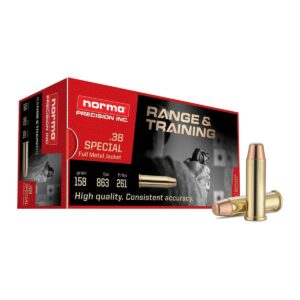Norma Range & Training Rifle Ammunition .38 Spl 158gr FMJ 863 fps 50/ct - FAST SHIPPING-NO CREDIT CARD FEES