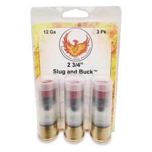 Phoenix Rising Slug & Buck Shotshell 12ga 2-3/4" FSJ 7/8oz Slug & 6-00 Buckshot 1225 fps 3/ct - FAST SHIPPING-NO CREDIT CARD FEES