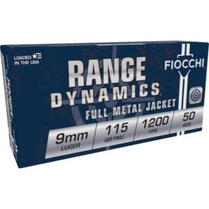 Fiocchi Range Dynamics Handgun Ammunition 9mm Luger 115 gr FMJ 1200 fps 1000/ct - FAST SHIPPING-NO CREDIT CARD FEES