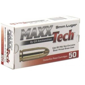 MAXX TECH 9MM 124 GRAIN FMJ 50RD BX 10 BXS PER CASE - FAST SHIPPING-NO CREDIT CARD FEES