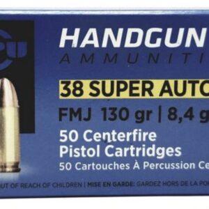 PPU.38 SUPER AUTO FMJ 130GR+P 50RD BOX 10 BOXES PER CASE