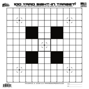 Pro-Shot SSIT12PK Sight-In Hanging Heavy Paper 100yds 14" x 14" Black/White 12 Pack