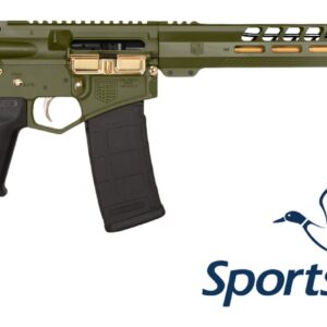 Diamondback DB175AK802 DB15 Sports South Exclusive 5.56 NATO 30+1 16" Gold Cerakote Threaded Barrel, Green Cerakote w/Gold Accents Aluminum Receiver w/Picatinny Rail, M-LOK Handguard, Magpul MOE Blac