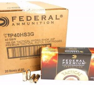 Federal 40 S&W Hydra-Shok Tactical P40HS3G 165 gr JHP 50 rounds