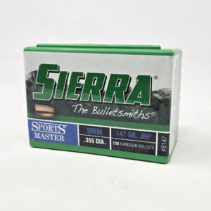 Sierra 9mm (.355 Dia) Reloading Bullets Sports Master SRAA8147 147 Grain Jacketed Hollow Point 100 Pieces