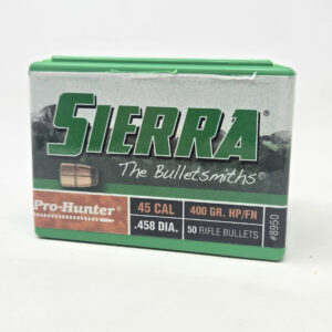 Sierra 458 Cal/45-70 (.458 Dia) Reloading Bullets Pro Hunter SRAA8950 400 Grain Flat Nose Jacketed Hollow Point 50 Pieces