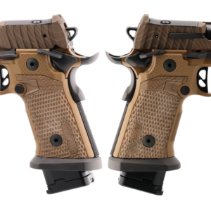 SIG SAUER P211 COMBAT COYOTE TOPO 9MM PISTOL 4.4" MACH3D COMP, G10 GRIP, 1-23RD 2-21RD MAGS