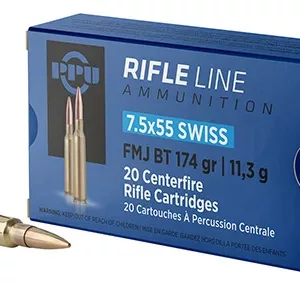 PPU 7.5 X 55 SWISS FMJ 174GR 20RD BOX 10 BOXES PER CASE