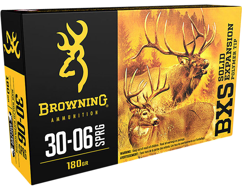Browning Ammo B192430061 BXS Copper Expansion 30-06Springfield 180gr Lead Free Solid Expansion Polymer Tip