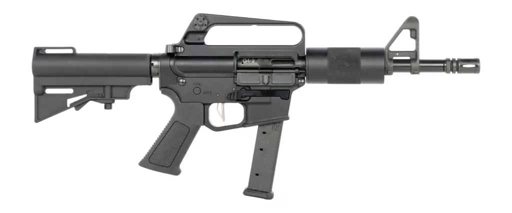 DPMS KITTY KAT G9 9MM PISTOL 8" A1 SLICK SIDE TUBE, CAR BRACE 1-33RD GLOCK MAG