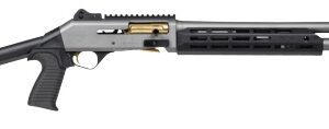 Panzer Arms PAM4CSGGTMFSS M4 Speed Pro 12 Gauge Semi-Auto 3" 5+1 18.50" Gray Ported Barrel, Gray w/Gold Titanium Accents Aluminum Receiver w/Picatinny Rail, M-LOK Handguard, Skeleton Stock, Black Poly