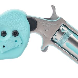 North American Arms 22M-PB-HG Rose 22 LR 5rd Shot 1.13" Turquoise Cerakote Stainless Steel Barrel & Frame, Stainless Cylinder, Folding Holster Grip, Safety Notch, Exposed Hammer